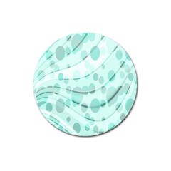Abstract Background Teal Bubbles Abstract Background Of Waves Curves And Bubbles In Teal Green Magnet 3  (round)