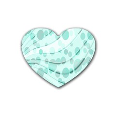 Abstract Background Teal Bubbles Abstract Background Of Waves Curves And Bubbles In Teal Green Heart Coaster (4 Pack)  by Simbadda