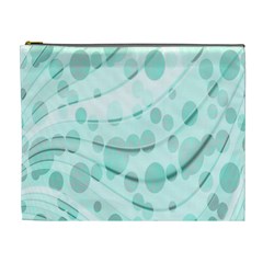 Abstract Background Teal Bubbles Abstract Background Of Waves Curves And Bubbles In Teal Green Cosmetic Bag (xl) by Simbadda