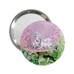 Wonderful Unicorn With Foal On A Mushroom 2 25  Handbag Mirrors