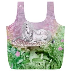 Wonderful Unicorn With Foal On A Mushroom Full Print Recycle Bags (l)  by FantasyWorld7