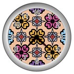 Abstract Seamless Background Pattern Wall Clocks (Silver)  Front