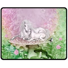 Wonderful Unicorn With Foal On A Mushroom Fleece Blanket (medium)  by FantasyWorld7