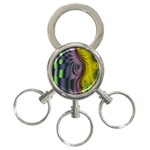 Fractal In Purple Gold And Green 3-Ring Key Chains Front