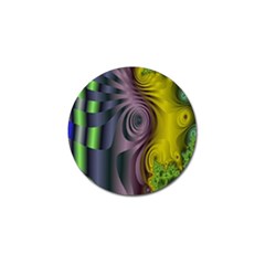 Fractal In Purple Gold And Green Golf Ball Marker by Simbadda