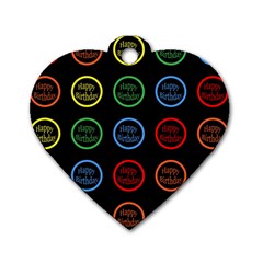 Happy Birthday Colorful Wallpaper Background Dog Tag Heart (Two Sides)