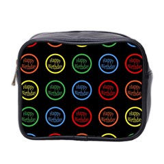 Happy Birthday Colorful Wallpaper Background Mini Toiletries Bag 2-Side