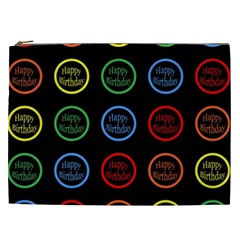 Happy Birthday Colorful Wallpaper Background Cosmetic Bag (XXL) 