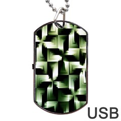 Green Black And White Abstract Background Of Squares Dog Tag Usb Flash (two Sides) by Simbadda