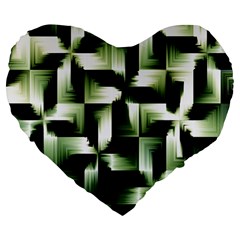 Green Black And White Abstract Background Of Squares Large 19  Premium Heart Shape Cushions by Simbadda