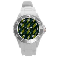 Futuristic Dark Pattern Round Plastic Sport Watch (l) by dflcprints