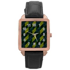 Futuristic Dark Pattern Rose Gold Leather Watch  by dflcprints