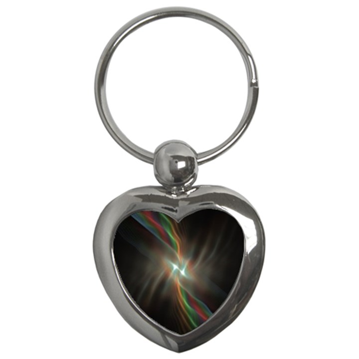 Colorful Waves With Lights Abstract Multicolor Waves With Bright Lights Background Key Chains (Heart) 