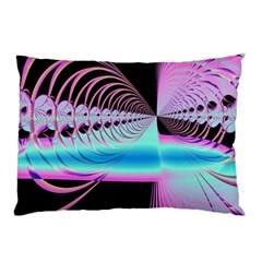 Blue And Pink Swirls And Circles Fractal Pillow Case by Simbadda