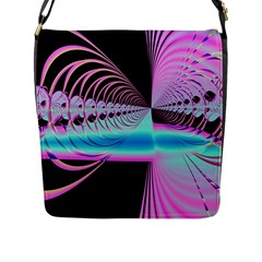 Blue And Pink Swirls And Circles Fractal Flap Messenger Bag (l)  by Simbadda