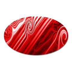 Red Abstract Swirling Pattern Background Wallpaper Oval Magnet by Simbadda