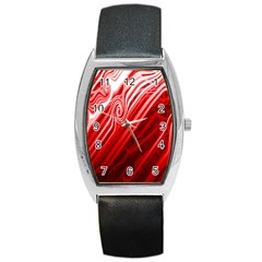 Red Abstract Swirling Pattern Background Wallpaper Barrel Style Metal Watch by Simbadda