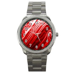 Red Abstract Swirling Pattern Background Wallpaper Sport Metal Watch by Simbadda