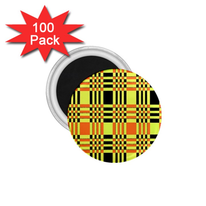 Yellow Orange And Black Background Plaid Like Background Of Halloween Colors Orange Yellow And Black 1.75  Magnets (100 pack) 