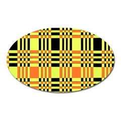 Yellow Orange And Black Background Plaid Like Background Of Halloween Colors Orange Yellow And Black Oval Magnet