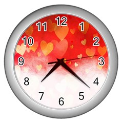 Abstract Love Heart Design Wall Clocks (Silver) 