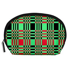 Bright Christmas Abstract Background Christmas Colors Of Red Green And Black Make Up This Abstract Accessory Pouches (large)  by Simbadda