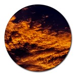 Abstract Orange Black Sunset Clouds Round Mousepads Front