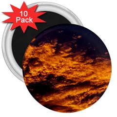 Abstract Orange Black Sunset Clouds 3  Magnets (10 pack) 