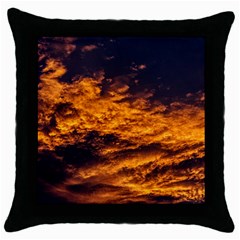 Abstract Orange Black Sunset Clouds Throw Pillow Case (Black)