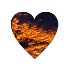 Abstract Orange Black Sunset Clouds Heart Magnet