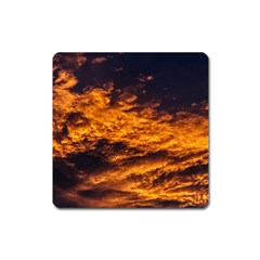 Abstract Orange Black Sunset Clouds Square Magnet