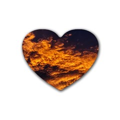 Abstract Orange Black Sunset Clouds Heart Coaster (4 Pack)  by Simbadda