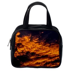 Abstract Orange Black Sunset Clouds Classic Handbags (One Side)