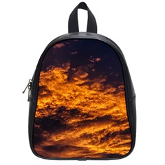 Abstract Orange Black Sunset Clouds School Bags (Small) 
