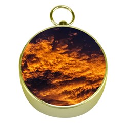 Abstract Orange Black Sunset Clouds Gold Compasses