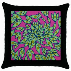 Big Growth Abstract Floral Texture Throw Pillow Case (black) by Simbadda