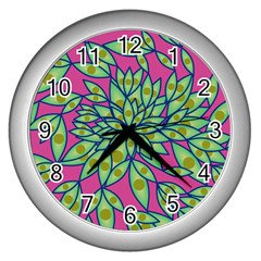 Big Growth Abstract Floral Texture Wall Clocks (silver) 
