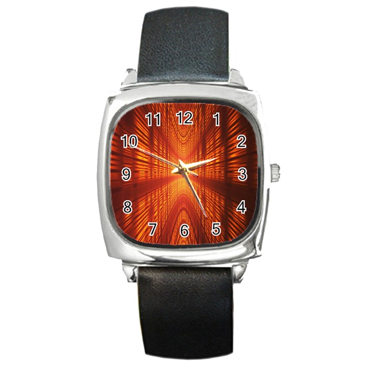 Abstract Wallpaper With Glowing Light Square Metal Watch