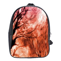 Fire In The Forest Artistic Reproduction Of A Forest Photo School Bags(large)  by Simbadda