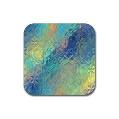 Colorful Patterned Glass Texture Background Rubber Coaster (square) 