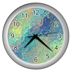 Colorful Patterned Glass Texture Background Wall Clocks (silver) 