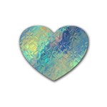 Colorful Patterned Glass Texture Background Rubber Coaster (Heart)  Front