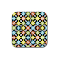 Diamond Argyle Pattern Colorful Diamonds On Argyle Style Rubber Coaster (square)  by Simbadda