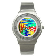 Bright Colours Abstract Stainless Steel Watch