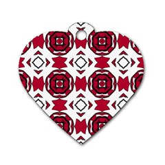 Seamless Abstract Pattern With Red Elements Background Dog Tag Heart (one Side) by Simbadda