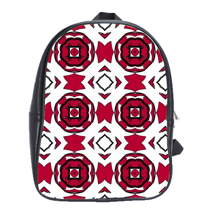 Seamless Abstract Pattern With Red Elements Background School Bags(Large) 