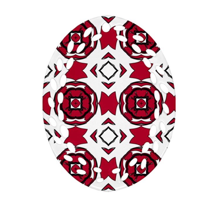 Seamless Abstract Pattern With Red Elements Background Oval Filigree Ornament (Two Sides)