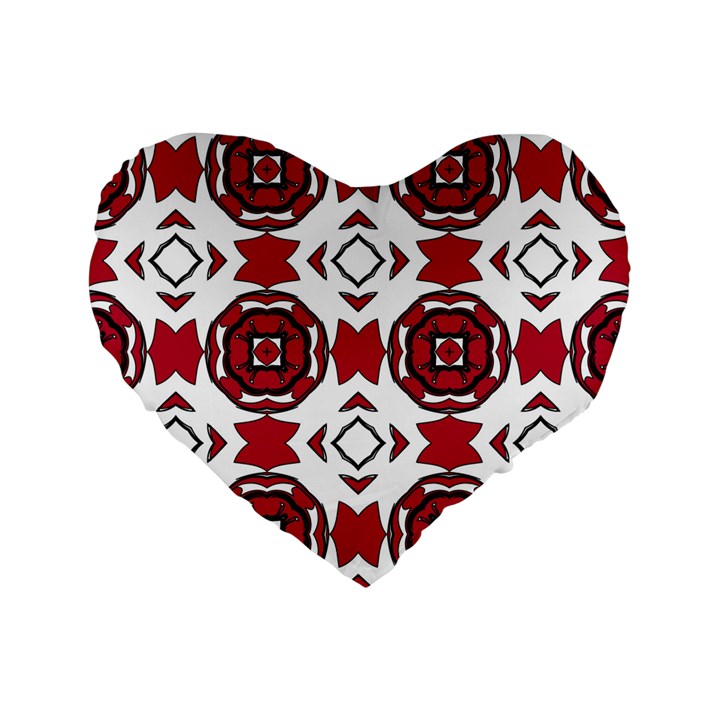 Seamless Abstract Pattern With Red Elements Background Standard 16  Premium Flano Heart Shape Cushions