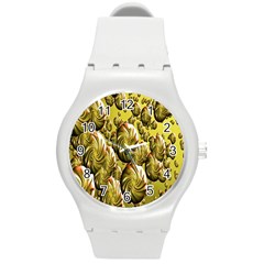 Melting Gold Drops Brighten Version Abstract Pattern Revised Edition Round Plastic Sport Watch (m) by Simbadda