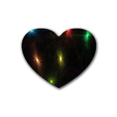 Star Lights Abstract Colourful Star Light Background Rubber Coaster (heart)  by Simbadda